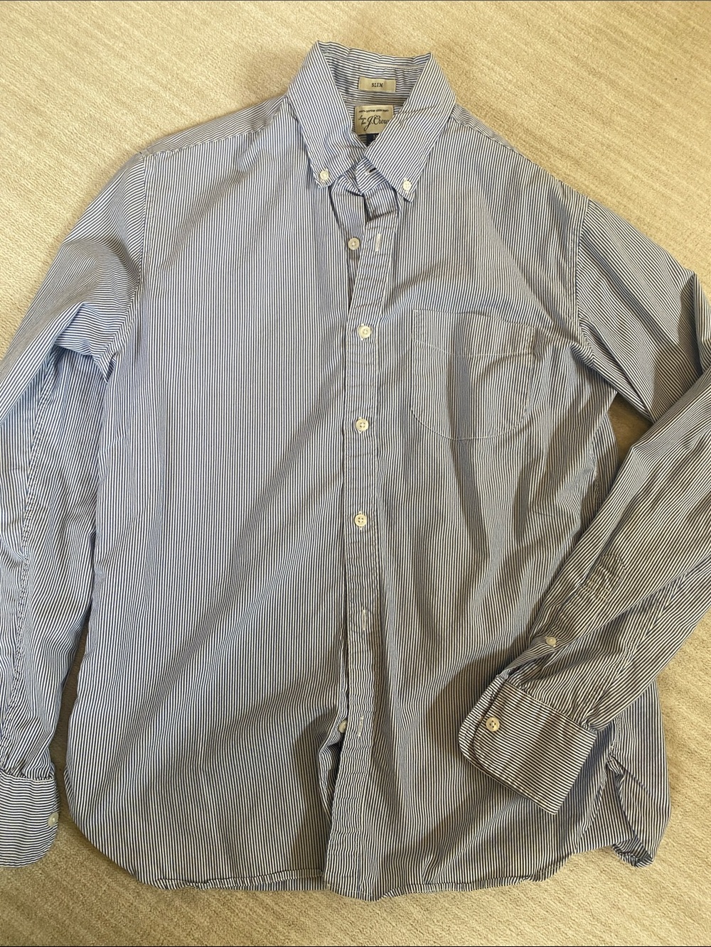Men's Blue Pinstripe Button-Down Shirt -